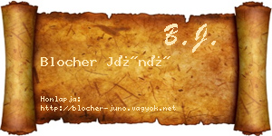 Blocher Júnó névjegykártya